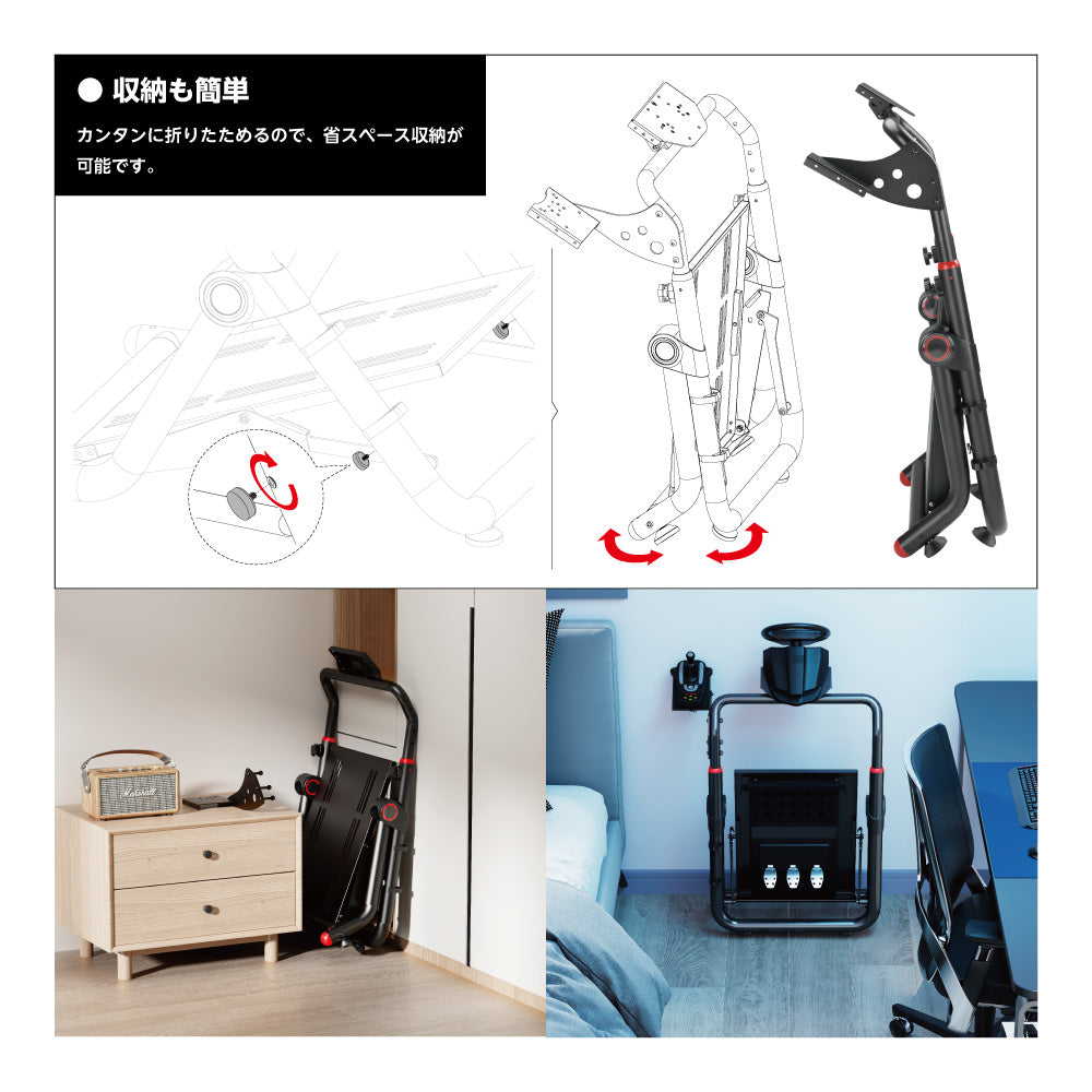 ★送料無料★【レーシングホイールスタンド / NOWMODE / LRS06-BS03-BK】スタンド チェア ハンドル ペダル シフター ハンコン ギア ブレーキ ステアリング
